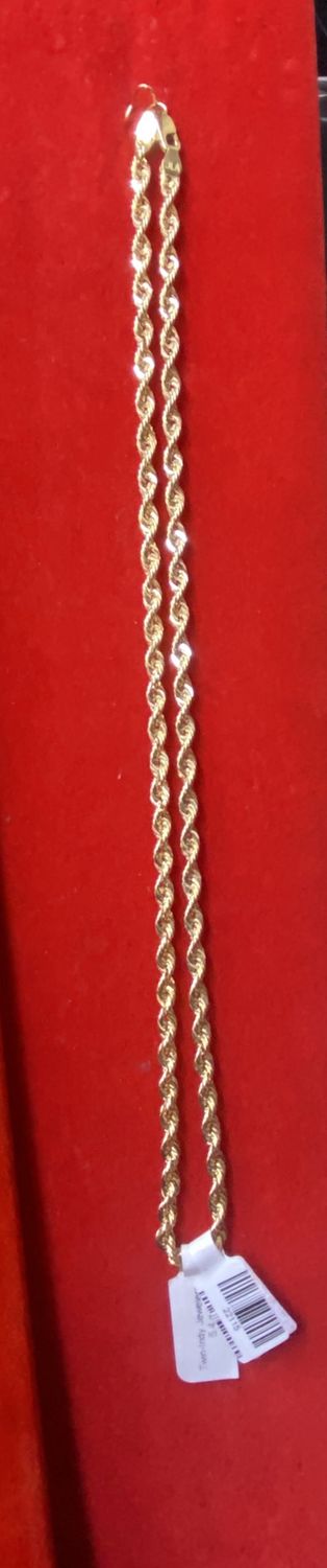 10 KT Gold Rope Chain 18”, 4mm 5.4g