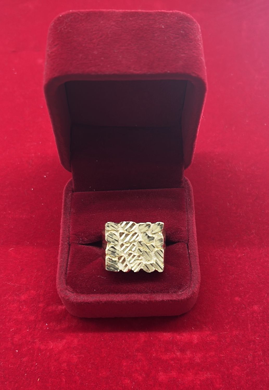 10KT gold square nugget men ring 12gm