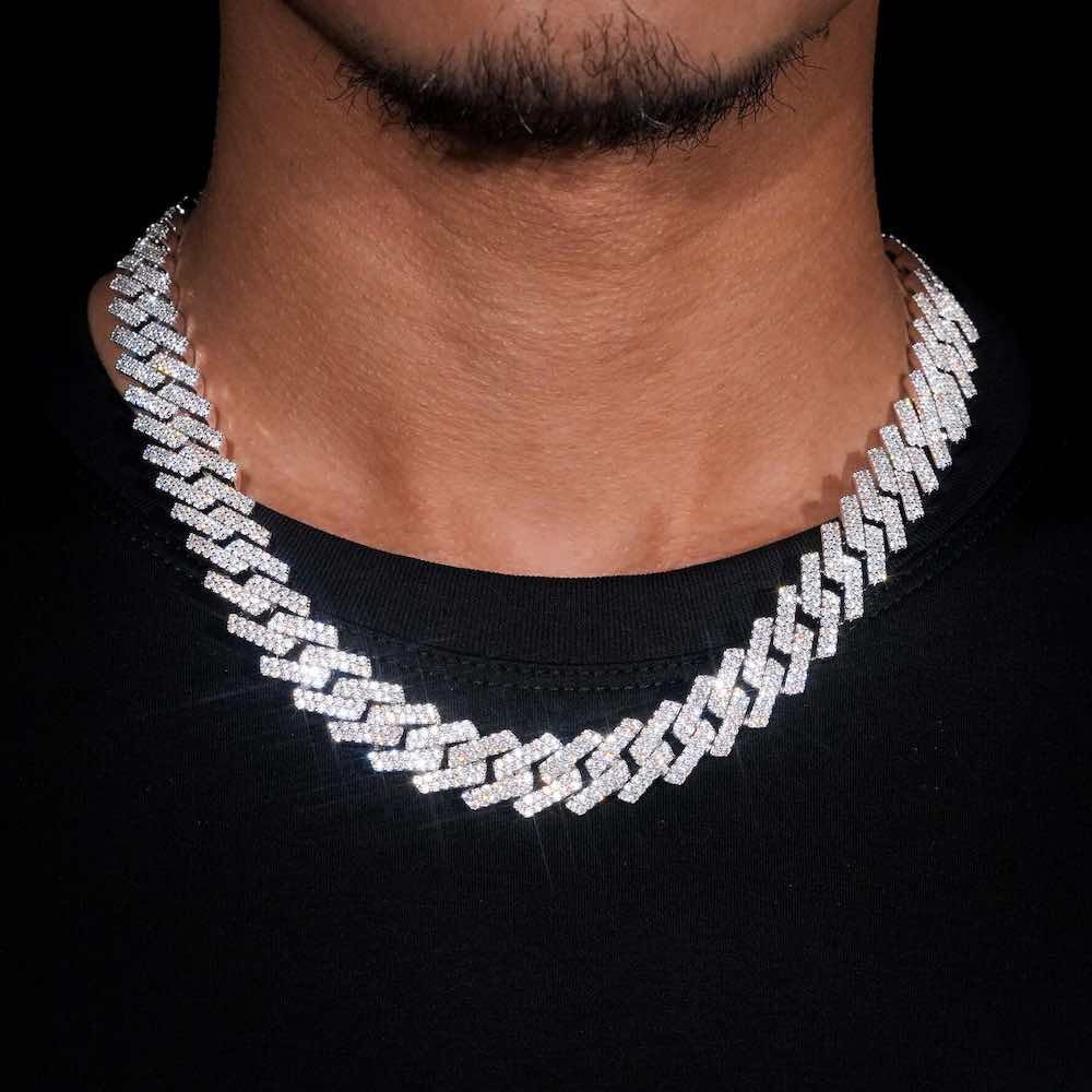 925 Silver Moissanite 18mm 24" Cuban Chain