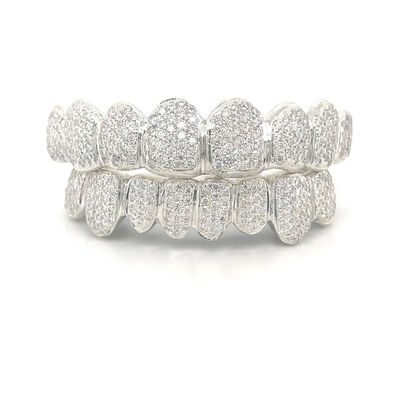 Silver with Round Moissanite Grillz