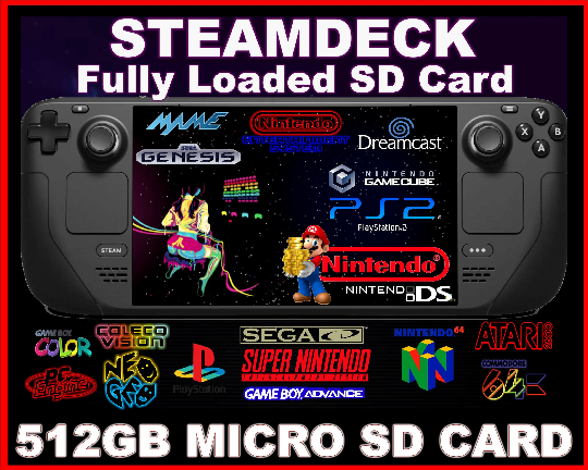 512GB PRELOADED Ultra Steam Deck Batocera Pre-Configured Bootable Micro SD Card Plug and Play Arcade System • Classic Retro Gaming