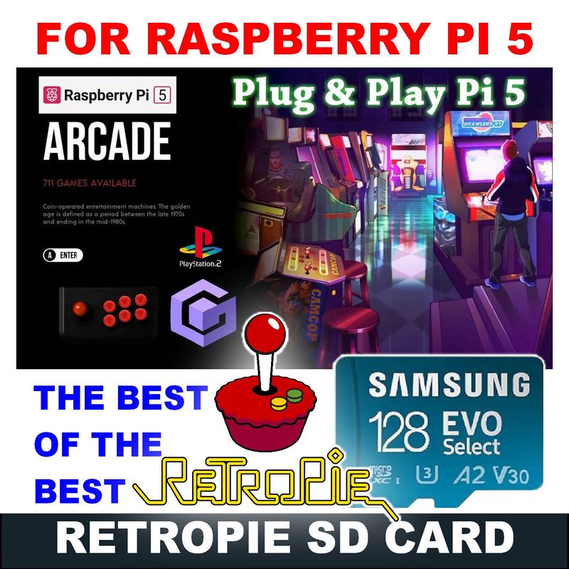 RetroPie 128GB MicroSD Card for Raspberry Pi 5 Over 1,891 RetroPie Games