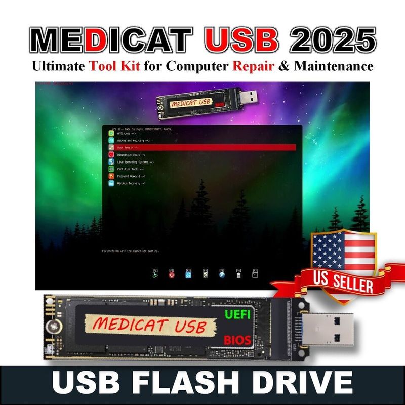 MediCat USB • Ultimate PC Repair and Recovery Toolkit • Bootable 64GB USB Drive