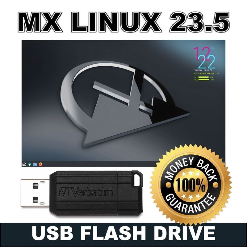 3-IN-1 MX LINUX 23.5 Multi-Boot 64bit Live OS USB Flash Drive