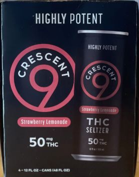 Crescent 9 Strawberry lemonade 50mg THC Seltzer, Size: 4pk