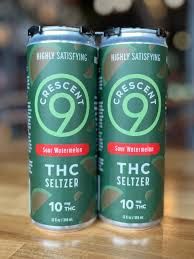 Crescent 9 Sour Watermelon 10mg THC Seltzer, Size: 4pk