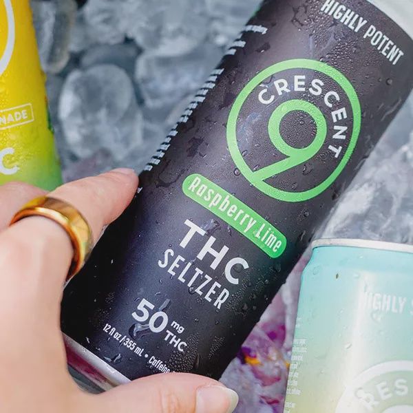 Crescent 9 Raspberry lime 50mg THC Seltzer, Size: 4pk