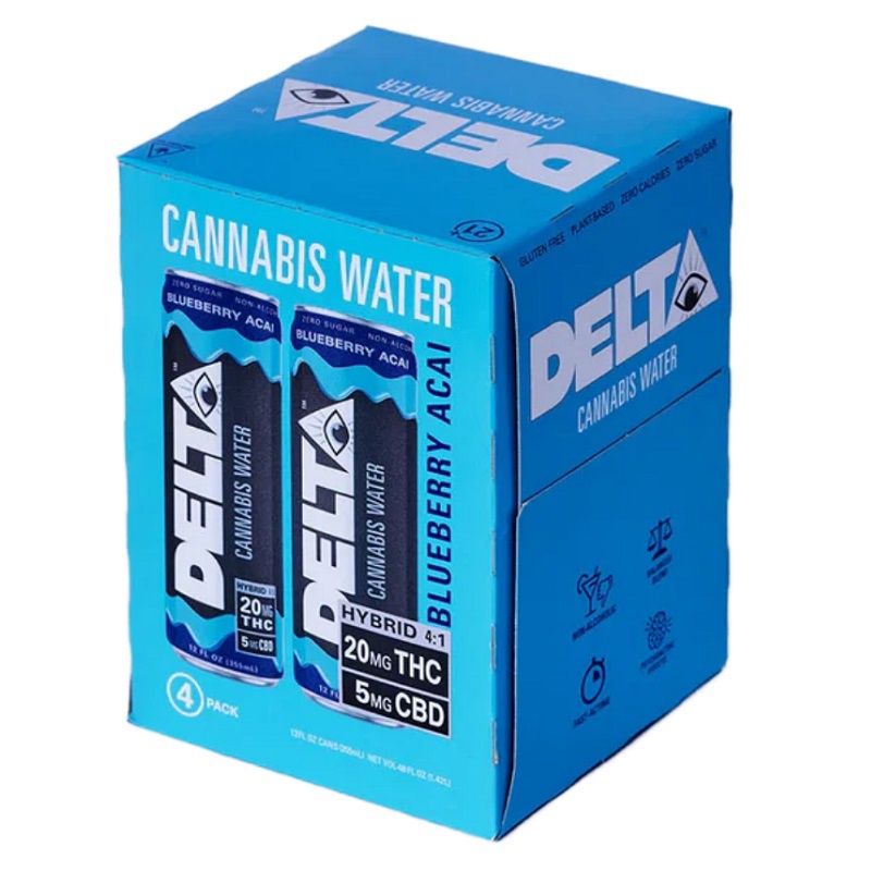 Delta Cannabis Water 10mg Blueberry Açaí, Size: 4ct
