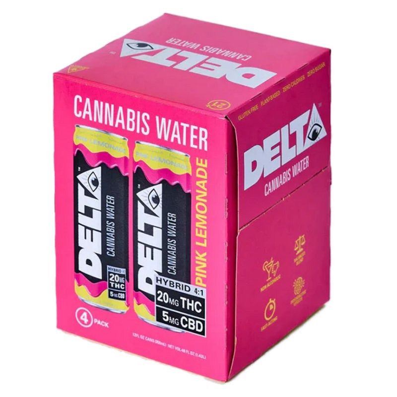 Delta Cannabis Water 10mg Pink Lemonade, Size: 4pk