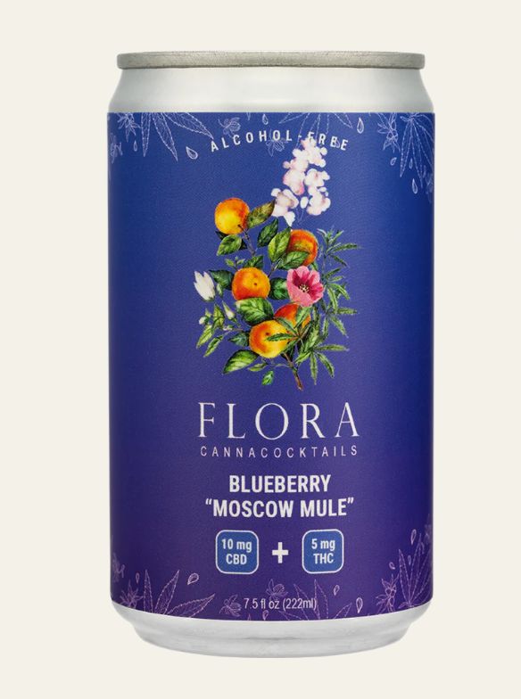 Flora 5mg THC Cocktail 4pk, Flavor: Blueberry Mule