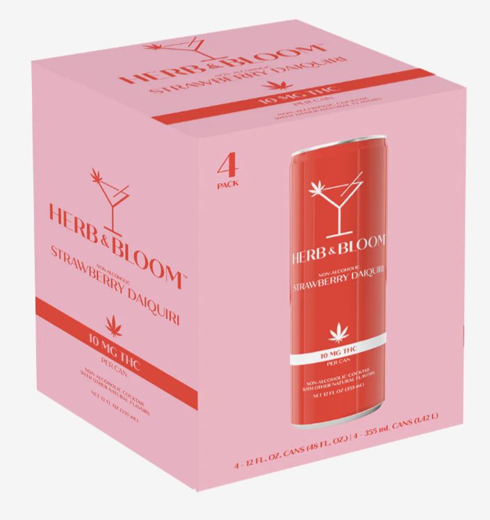 Herb And Bloom 10mg Strawberry Daiquiri  THC Cocktail, Size: 4pk