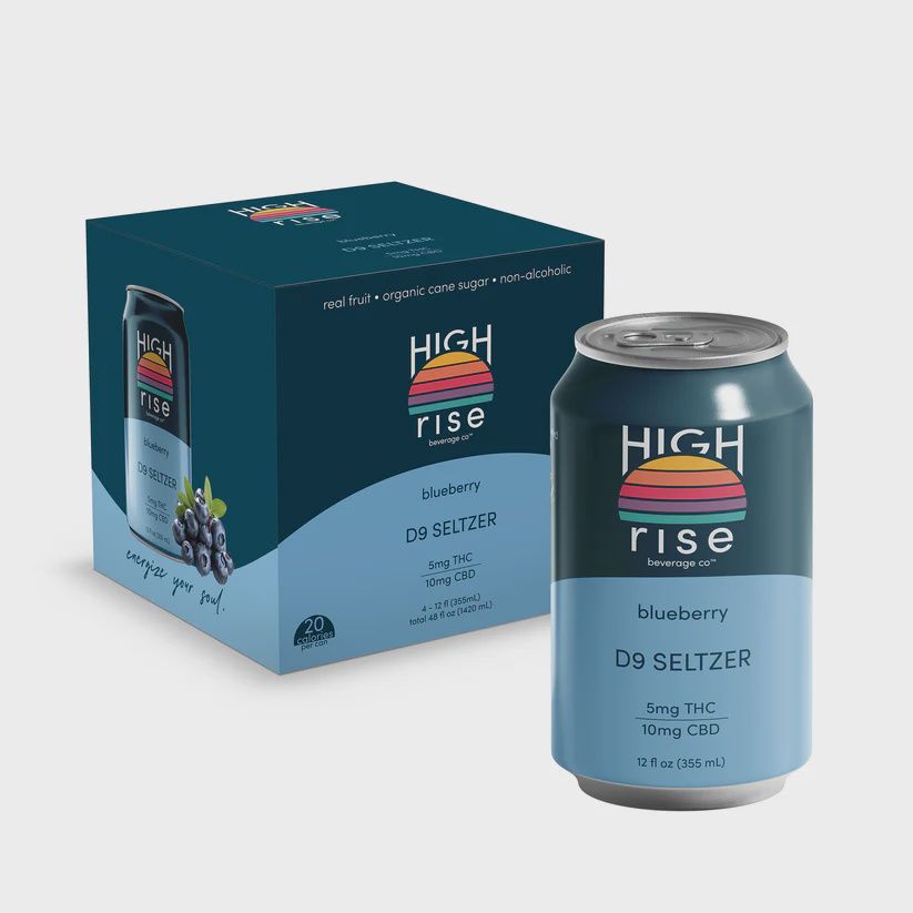 High rise 5mg Blueberry THC Seltzer, Size: 4pk