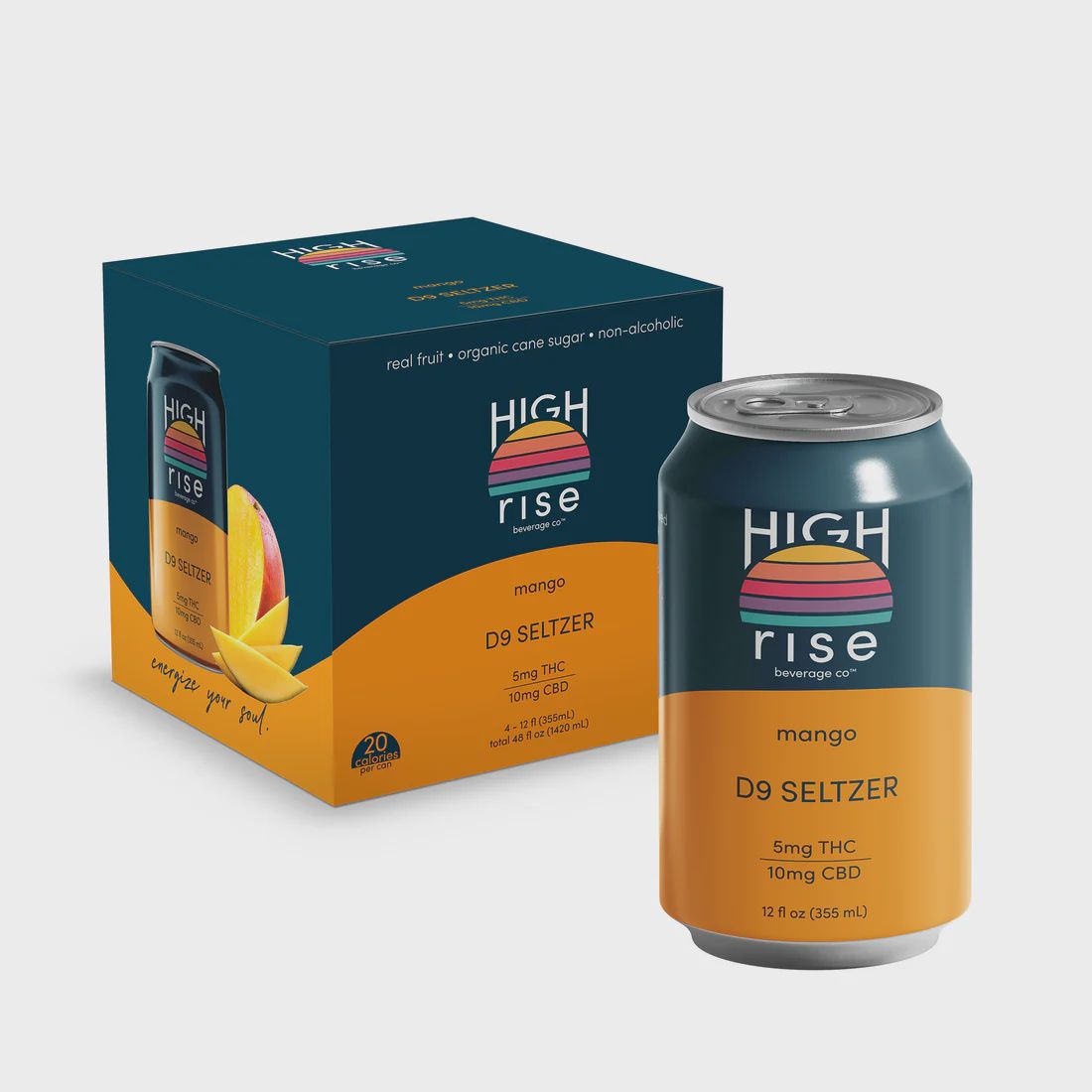 High rise 5mg Mango THC Seltzer, Size: 4pk