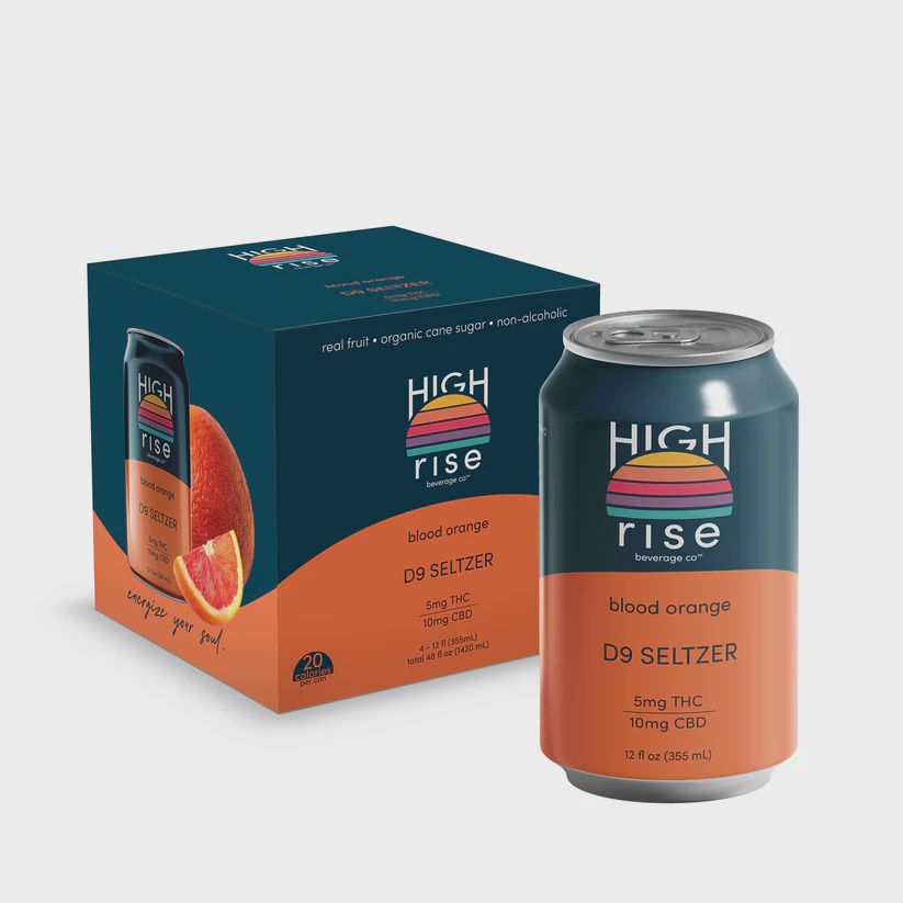 High rise 5mg Blood Orange THC Seltzer, Size: 4pk