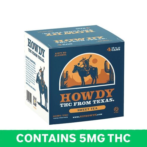 Howdy Sweet Tea 5mg THC Drink, Size: 4pk