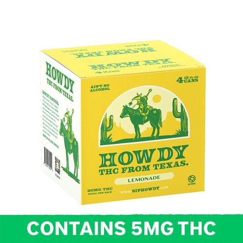 Howdy Lemonade 5mg THC Drink, Size: 4pk