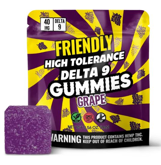 Friendly High Tolerance Delta 9 Gummies, Flavor: Grape