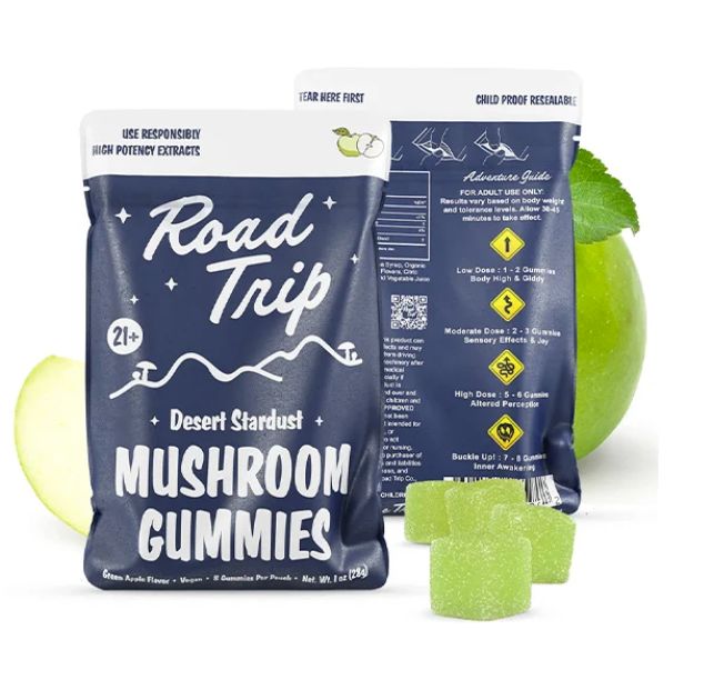Road trip Gummies Mushroom 8ct, Flavor: Green apple