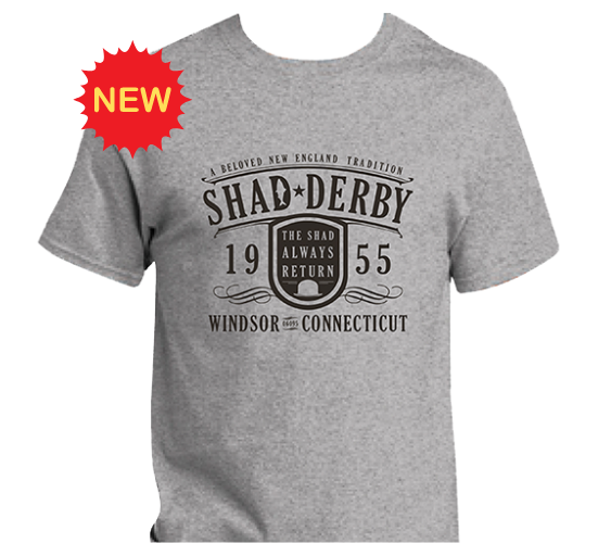 ***NEW FOR 2023*** Official Shad Derby T-shirt (Gray - Anniversary Logo)