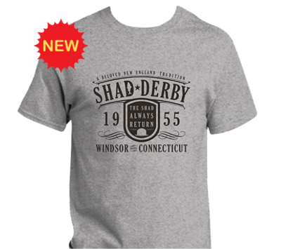 ***NEW FOR 2023*** Official Shad Derby T-shirt (Gray - Anniversary Logo)