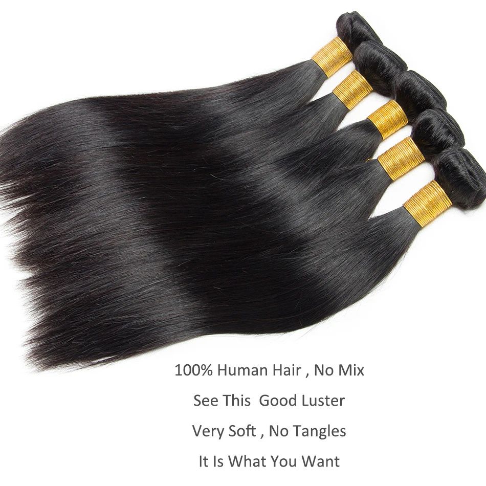 Bone Straight Human Hair Weave Bundles Brazilian Natural Color 100% Remy Human Hair Extension Weft