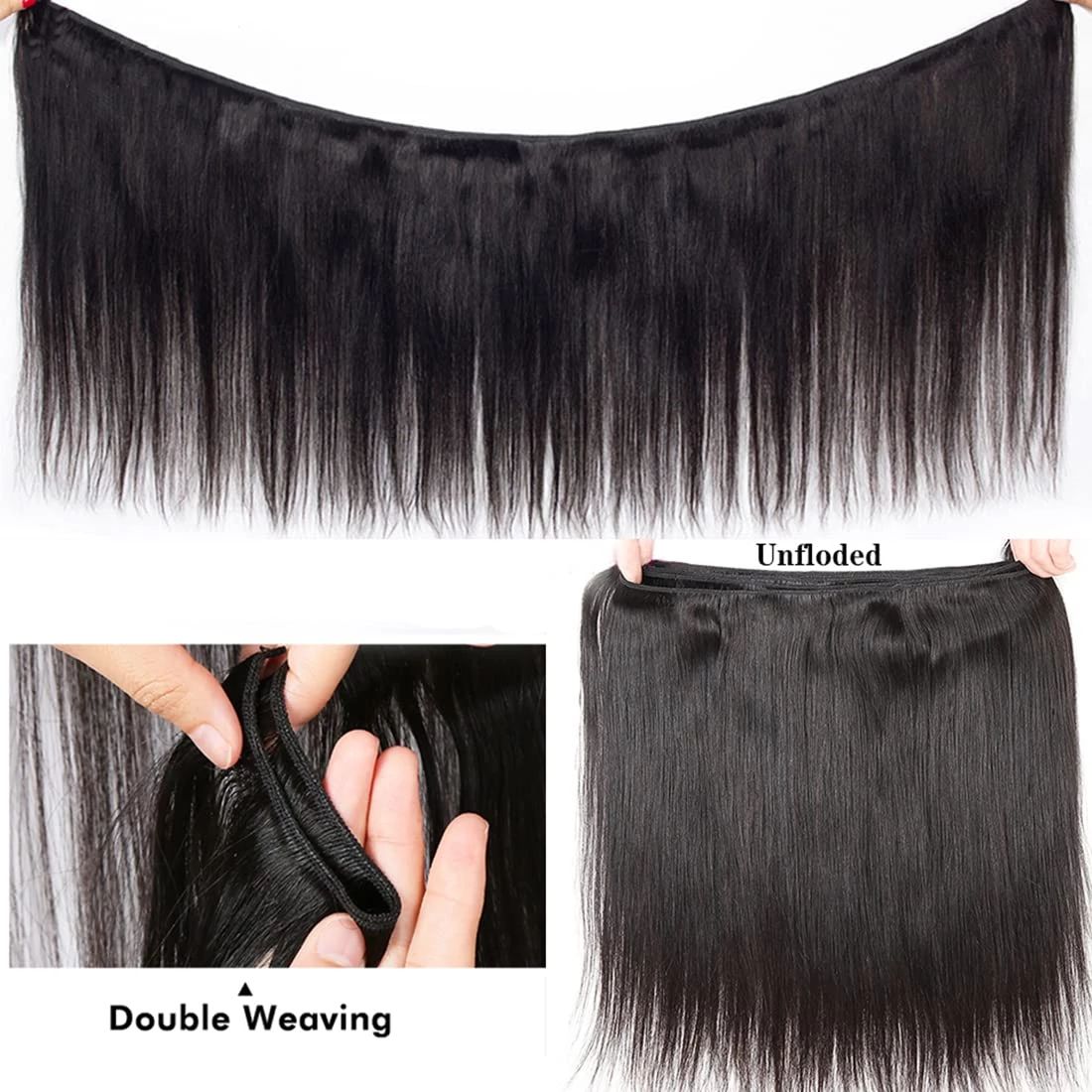 Brazilian Hair Weave Human Hair Bundles. Bone Straight 100% Raw Virgin Human Hair Extension.
