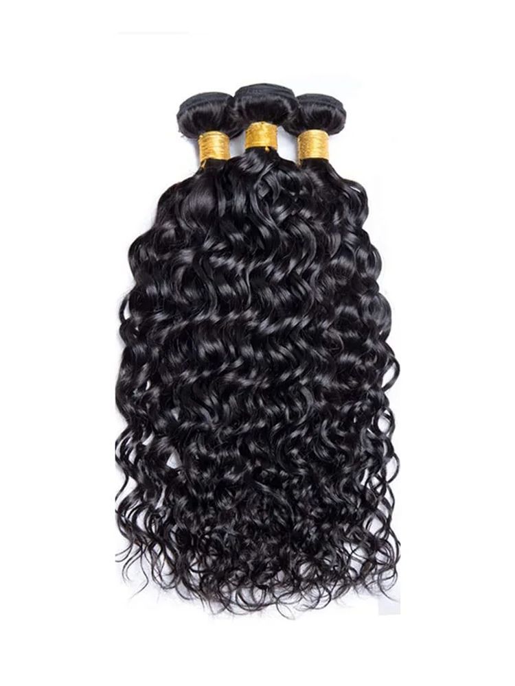 Water Wave Human Hair Bundles. Natural Black Color Human Hair Bundles. Double Weft Brazilian Remy Water Wave Human Hair Bundles