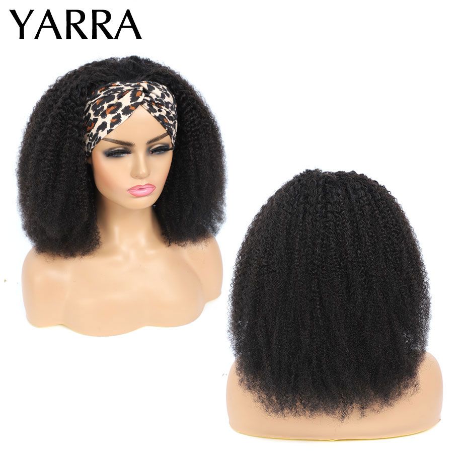 Afro Kinky Curly Human Hair Headband Wig. 180% Density Brazilian Remy