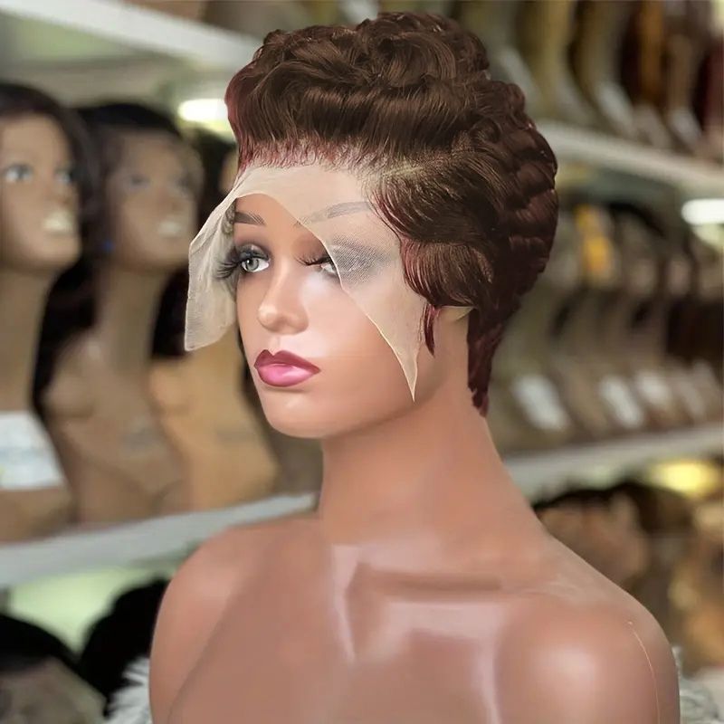 Pixie Curly 100% Human Hair Wig. Short Bob Wig Pixie Cut Lace Frontal Human Hair Wigs