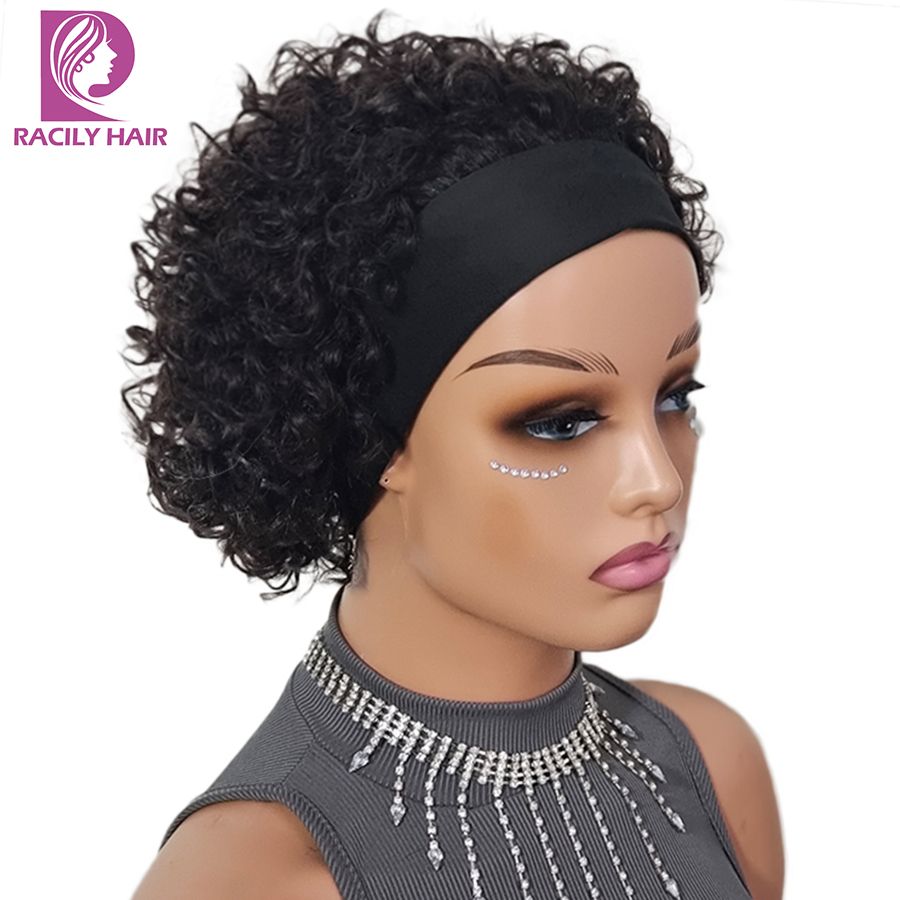 Headband Wig Human Hair Short Pixie. Headband Half Wig Human Hair.