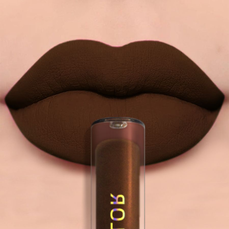 Richly Pigmented Matte Velvet Brown Lip Gloss - Non-Stick, Long Lasting, Velvety Smooth Finish - Hydrating Lip Glaze &amp; Lip Mud