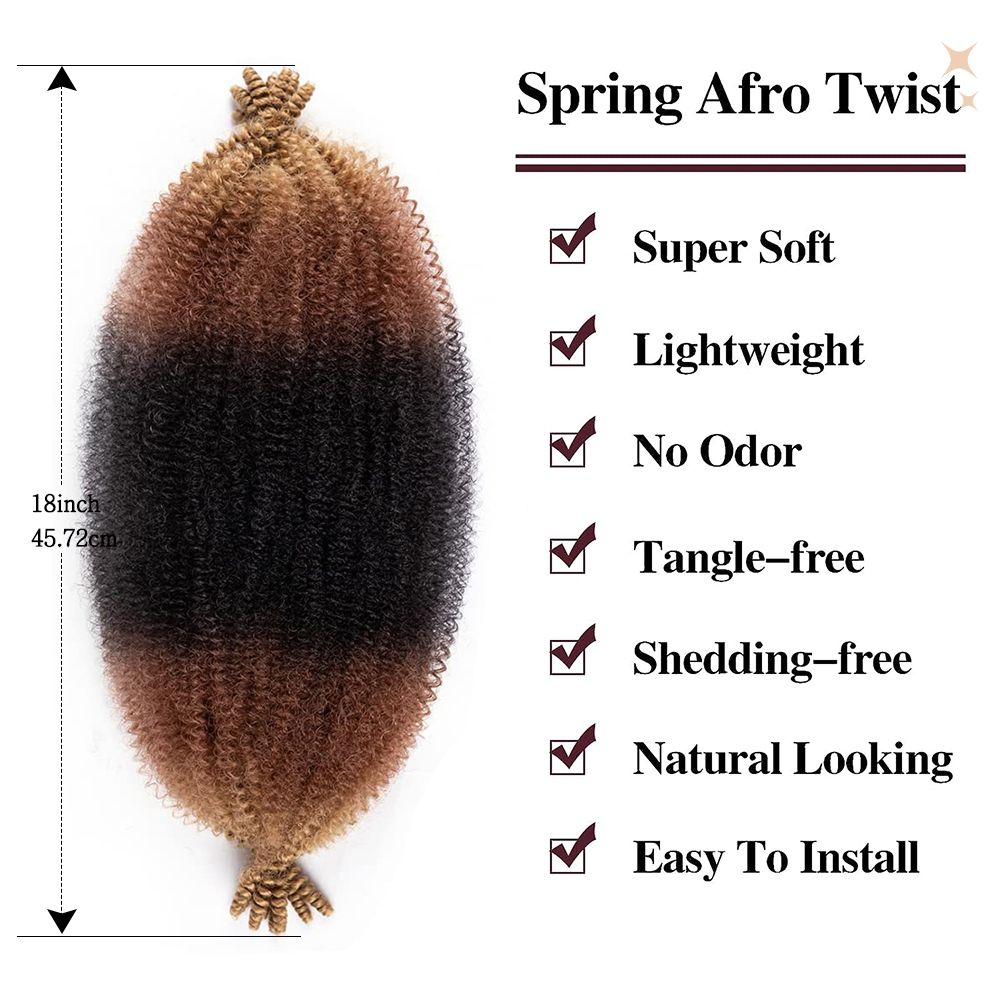 Pre Separated Springy Afro Twist Hair Ombre Blonde Brown 18 Inch Afro Kinky Marley Twist Braiding Hair Synthetic Crochet Hair