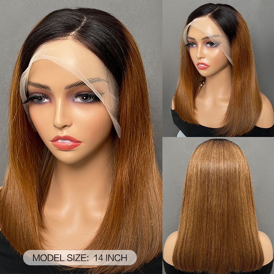 1B/30 Human Hair Bob Wig 13x4 Frontal Lace Frontal Wigs for Women Pre Plucked Transparent Lace Frontal Short Bob Wigs