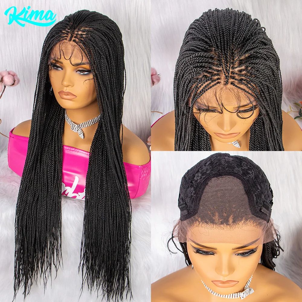 Twist Braided Wigs Knotless Synthetic Lace Front Wigs 30&#39;&#39; Long Straight Hair Wig for Black Women Braided Wigs Heat Resistant