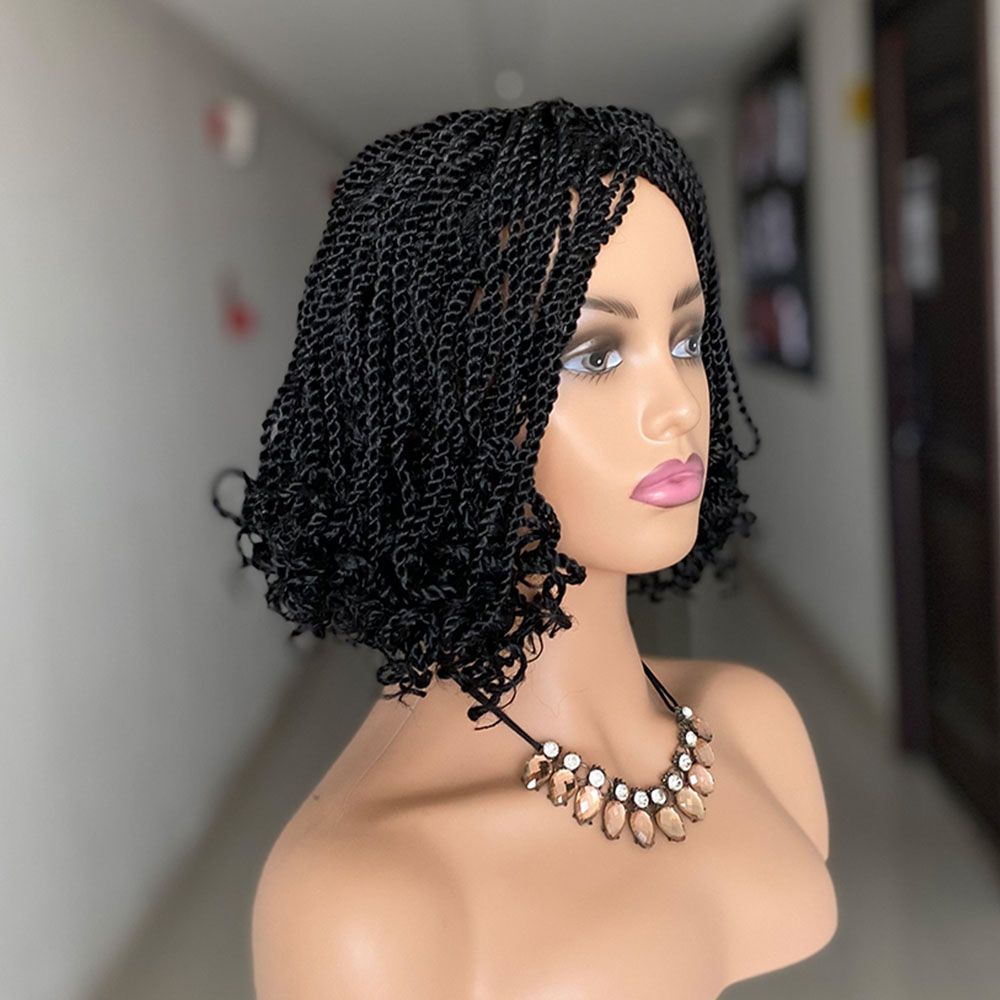 Box Braided Wigs For Black Women Heat Resistant Crochet Hair Wig African Synthetic Short Kinky Twist Braiding Hair Wig New