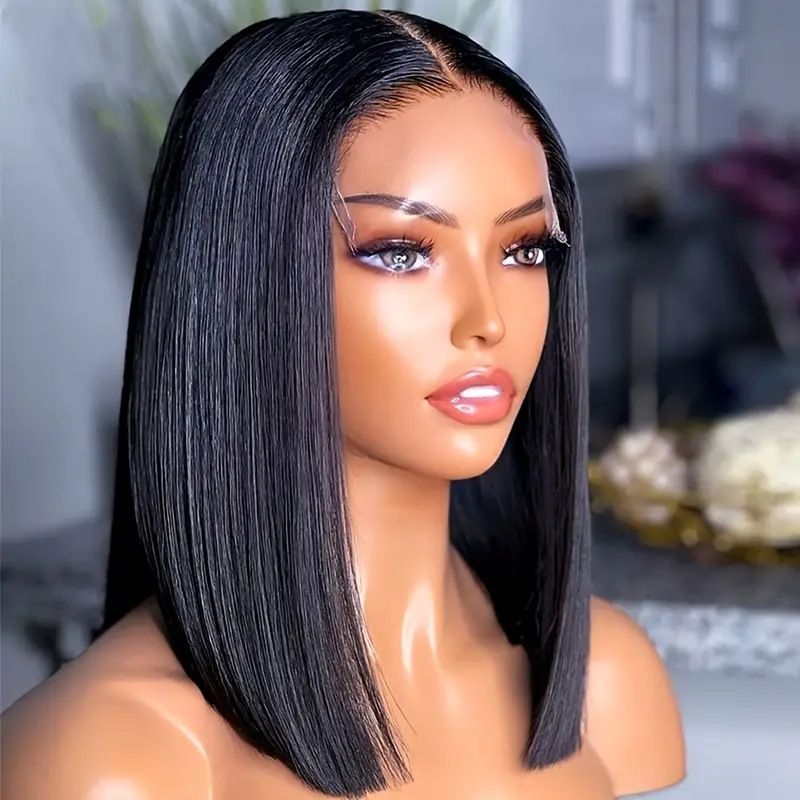Human Hair Wigs Short Bob Wig Straight Lace Front Wig for Black Women Pre Plucked Transparent Front Wig Brazilian Lace Wigs