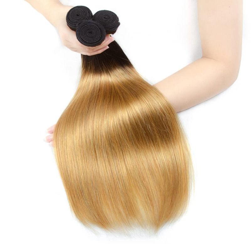 Straight Human Hair Bundles 12-26 Inch 100% Unprocessed Extensions Brazilian Virgin 1B/27Weave Hair For Women 100G/PC
