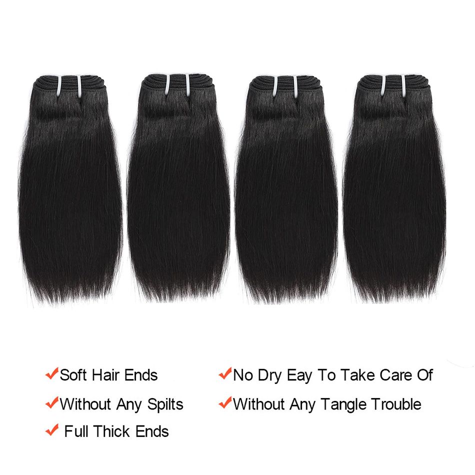 Short Hair Bundles 12A Brazilian Straight Virgin Human Hair Bundles Deal 100% Unprocessed Human Hair Extensions 85g/Pcs Natural