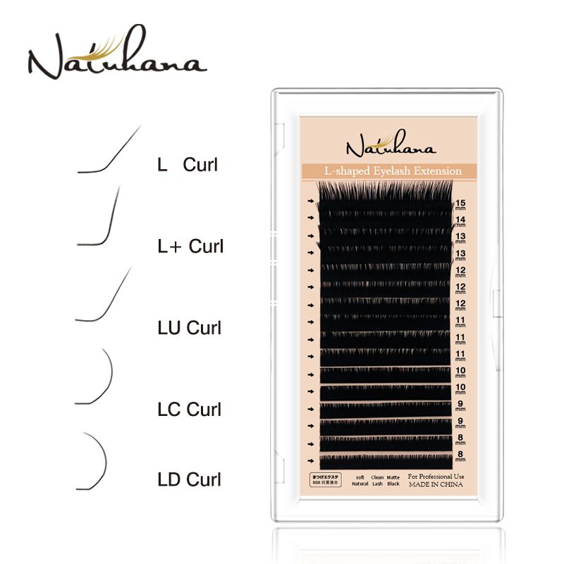 L / L+ / LC / LD / LU Curl False Eyelash Extensions Matte Black 8-15mm Mixed PBT Mink Eyelashes L M Shaped Lashes for Makeup