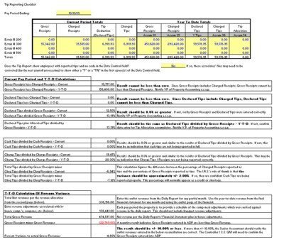 Tip Reporting Control Sheet