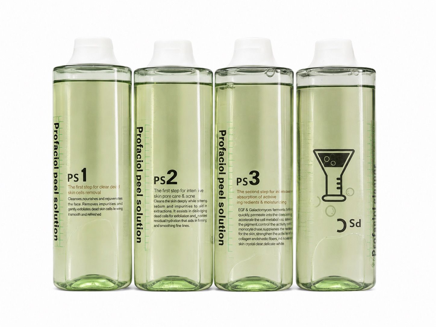 4 stuks set aquapeel liquids: Ps1, Ps2, Ps3, PsC
