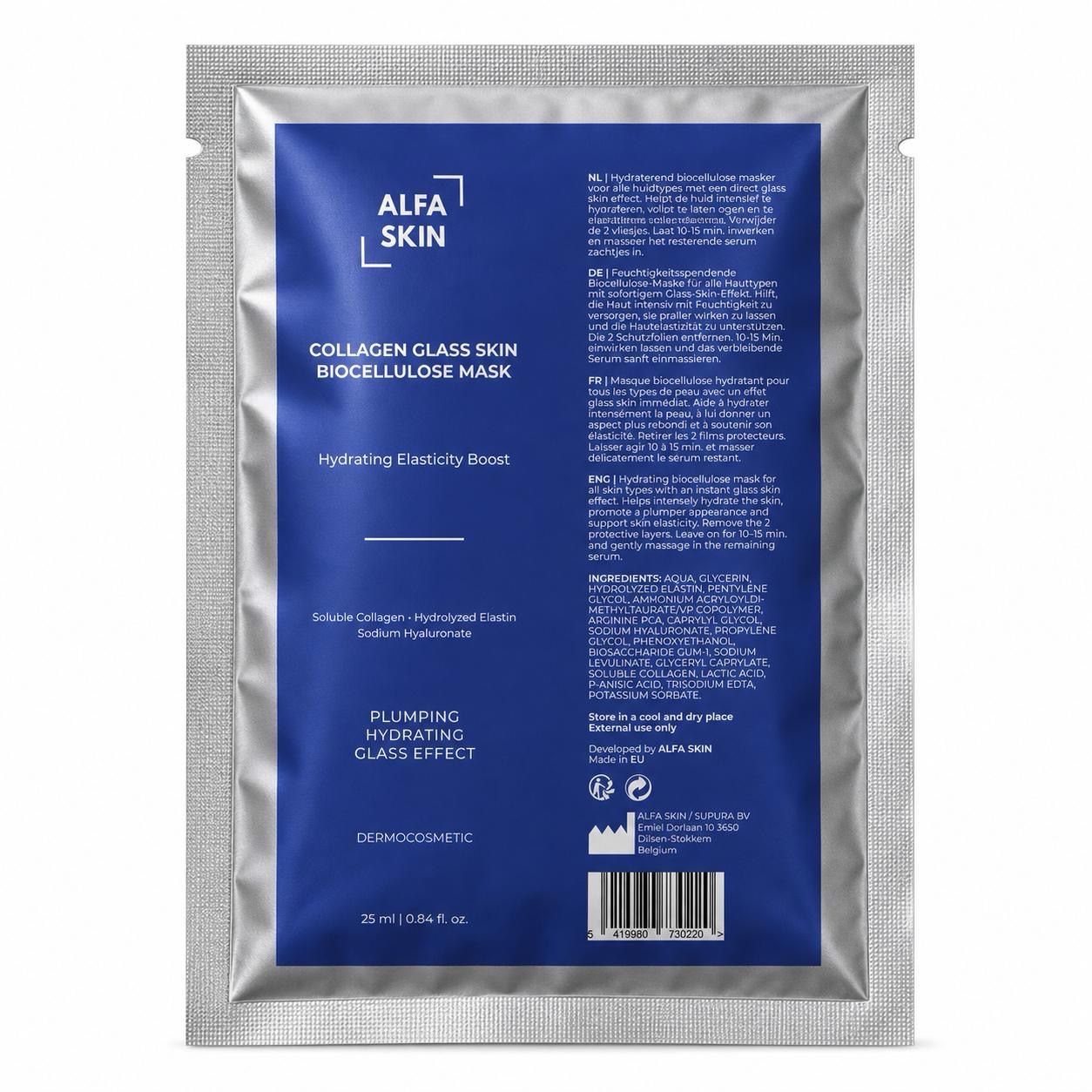 ALFA SKIN &ndash; Collagen Glass Skin Biocellulose Mask 5x