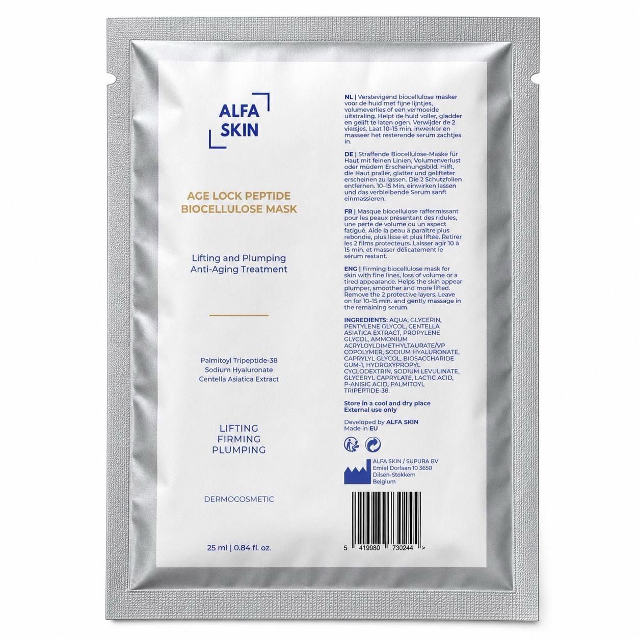 ALFA SKIN &ndash; Age Lock Peptide Biocellulose Mask 5x