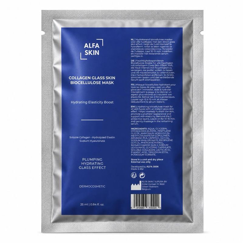 ALFA SKIN – Collagen Glass Skin Biocellulose Mask 10x