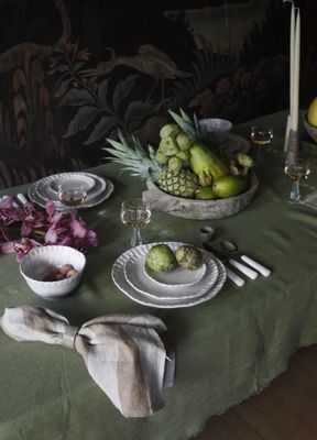 Linen cloth green 150×220