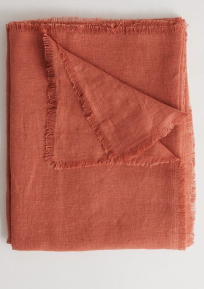 Linen cloth coral 150×300