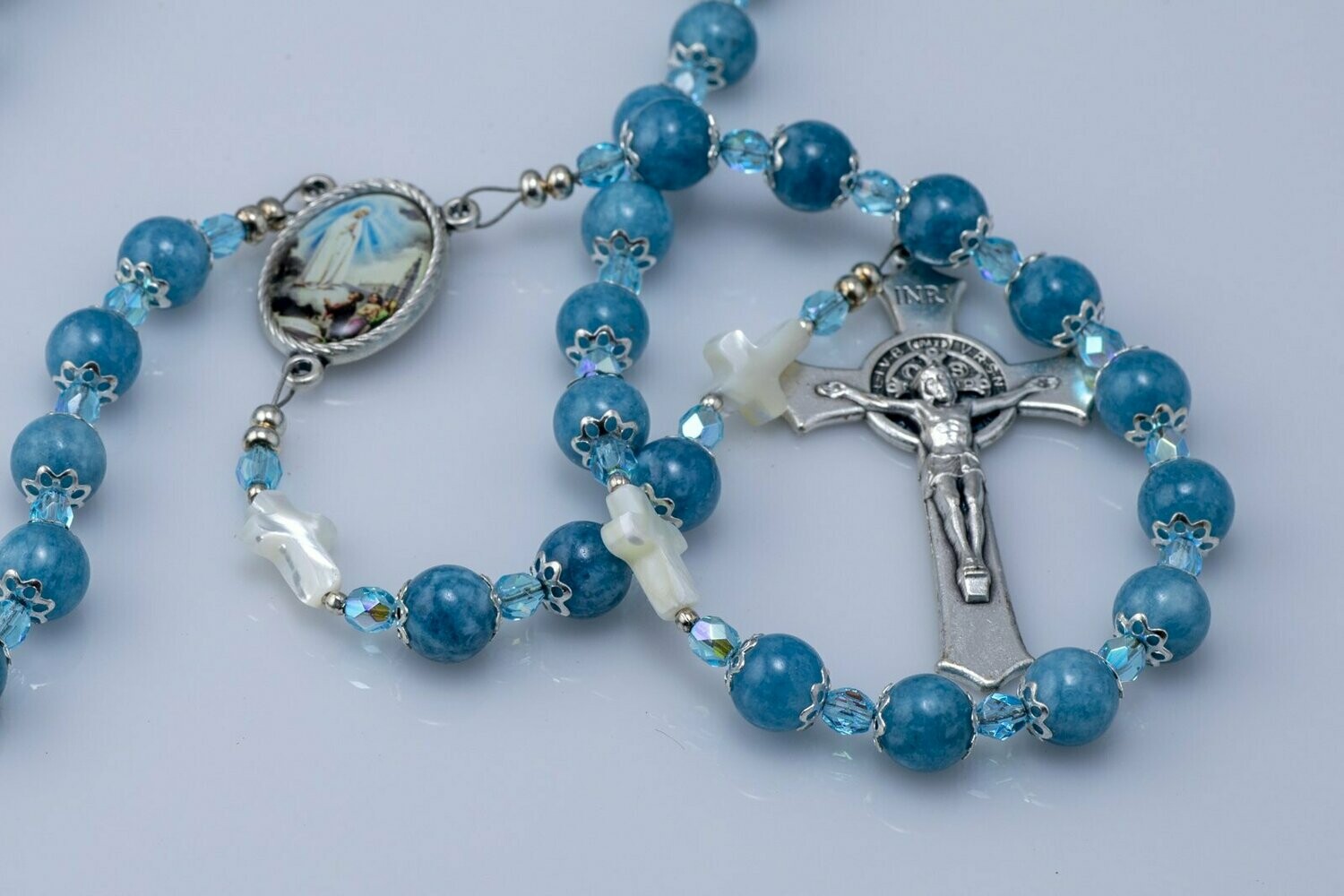 Blue Amazonite Jade Rosary