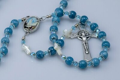 Blue Amazonite Jade Rosary