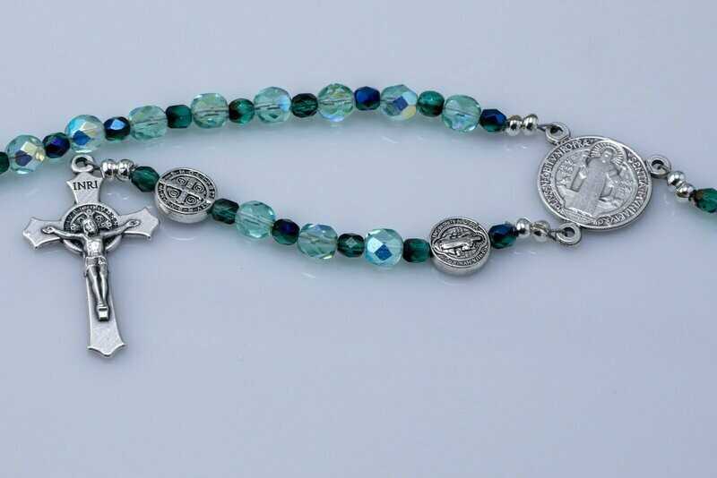 Aqua Crystal St Benedict Rosary