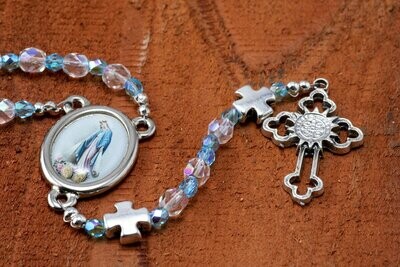 Crystal Rosary with Aquamarine Accents